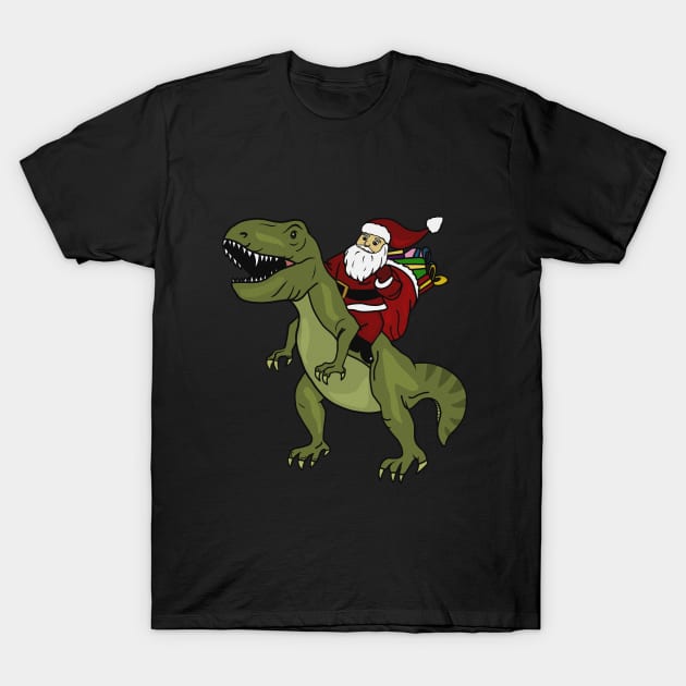 Dinosaur Christmas Gift Xmas T Rex Santa Funny T-Shirt by dukito